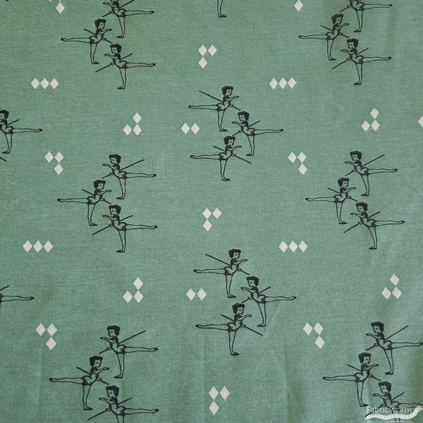 Arabesque Mint Interlock Knit, Birch Fabrics Archives