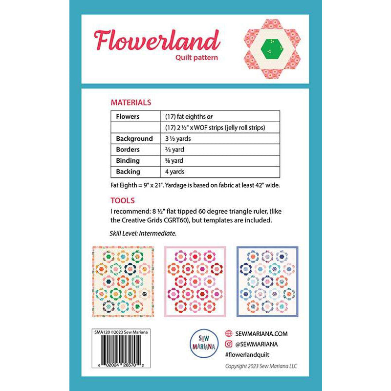 flowerland quilt pattern by sew mariana back